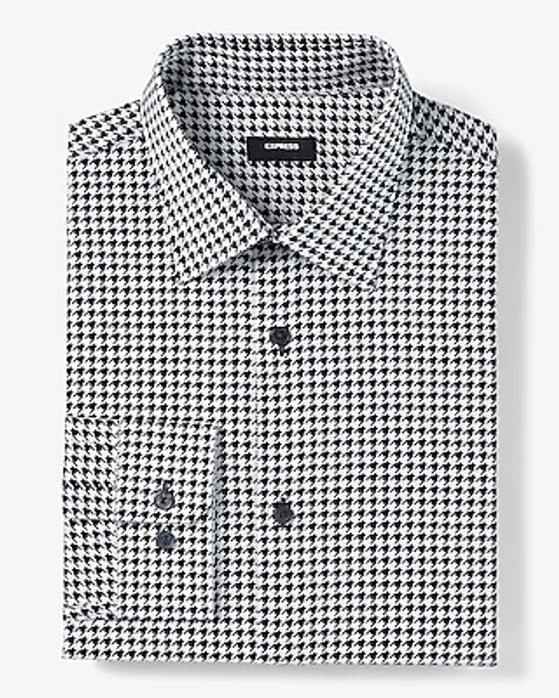 Slim Houndstooth Stretch 1Mx Dress Shirt Men's