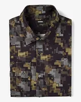 Slim Pixel Camo Stretch 1Mx Dress Shirt Black Men's S