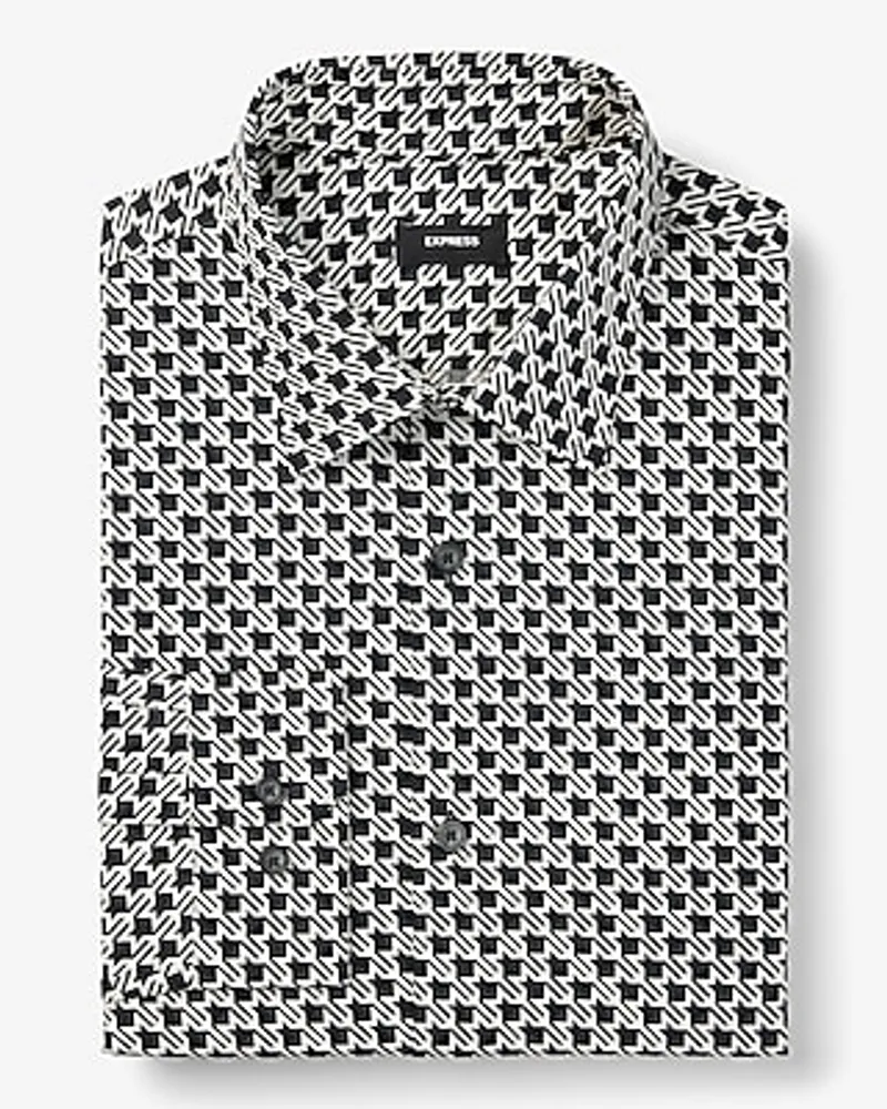 Slim Houndstooth Stretch 1Mx Dress Shirt Men's