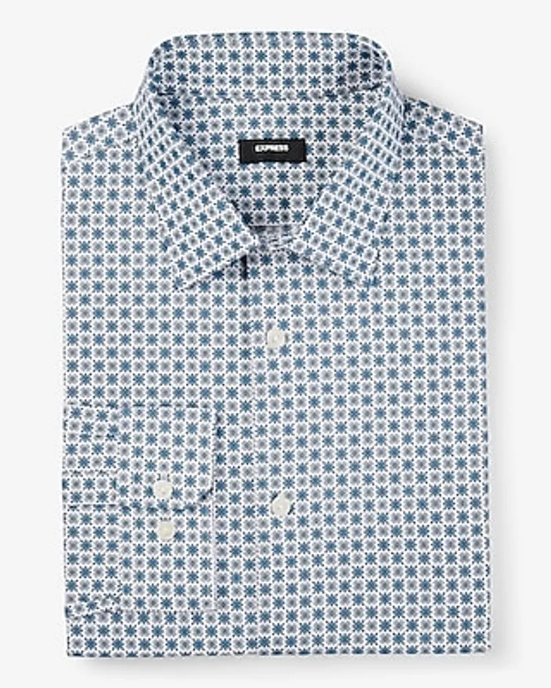 Slim Decorative Geo Print Stretch 1Mx Dress Shirt