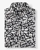 Slim Blurred Print Herringbone Stretch 1Mx Dress Shirt