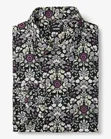 Slim Floral Motif Stretch 1Mx Dress Shirt Black Men's