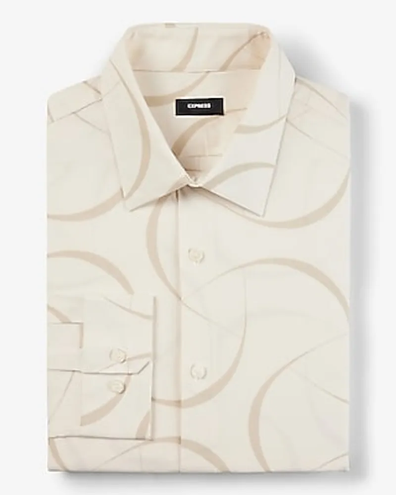 Slim Abstract Line Stretch 1Mx Dress Shirt White Men's