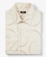 Slim Abstract Line Stretch 1Mx Dress Shirt White Men's