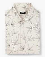 Slim Leaf Print Stretch 1Mx Dress Shirt White Men