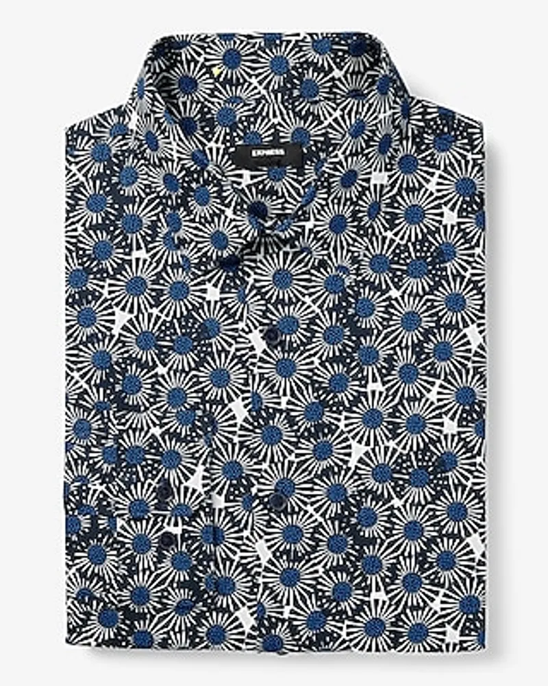 Extra Slim Abstract Floral Stretch 1Mx Dress Shirt Blue Men