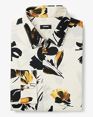 Slim Painted Floral Stretch 1Mx Dress Shirt