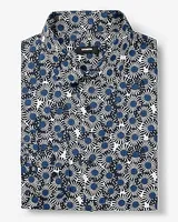 Classic Abstract Floral Stretch 1Mx Dress Shirt Blue Men