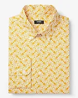 Classic Abstract Stretch 1Mx Dress Shirt Yellow Men's Tall