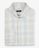 Slim Plaid Flannel 1Mx Dress Shirt Silver Men's XL