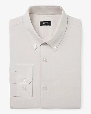 Slim Solid Linen-Cotton Blend Stretch 1Mx Dress Shirt Men's