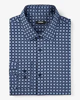 Slim Square Geo Stretch 1Mx Dress Shirt Blue Men's S