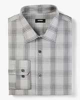 Slim Plaid Stretch 1Mx Dress Shirt Gray Men's M