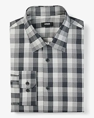 Slim Plaid Stretch 1Mx Dress Shirt Neutral Men's Tall