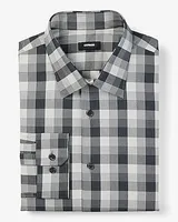 Slim Plaid Stretch 1Mx Dress Shirt Neutral Men's Tall