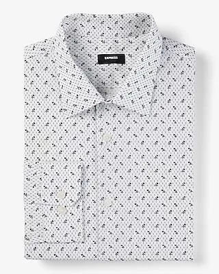 Slim Leaf Dot Print Stretch 1Mx Dress Shirt White Men's