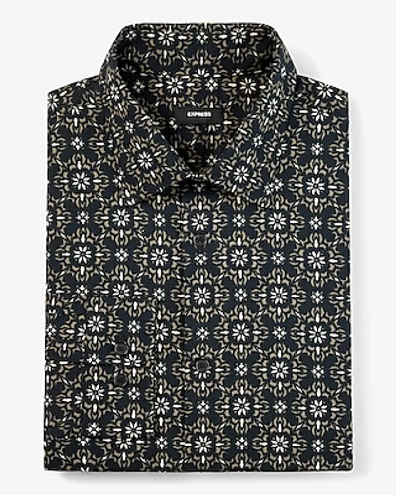 Slim Printed Floral Stretch 1Mx Dress Shirt