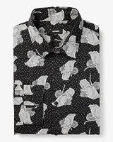 Slim Dot Floral Stretch 1Mx Dress Shirt Black Men's XS