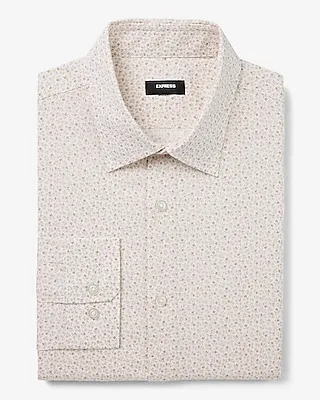 Slim Mini Leaf Print Stretch 1Mx Dress Shirt