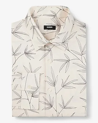 Extra Slim Leaf Print Stretch 1Mx Dress Shirt White Men's