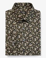 Slim Floral Print Stretch 1Mx Dress Shirt Black Men's S