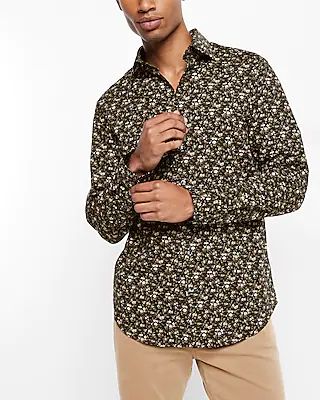 Classic Floral Print Stretch 1Mx Dress Shirt Men's