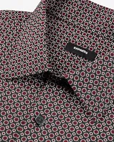 Classic Mini Geo Stretch 1Mx Dress Shirt Red Men's XS