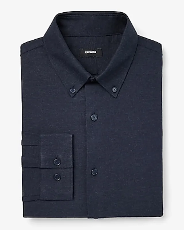 express mens fitted dress shirts Slim Solid Cotton Stretch 1mx Dress Shirt