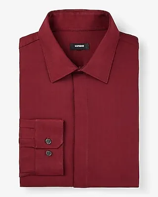 Classic Covered Placket Herringbone Stretch 1Mx Dress Shirt