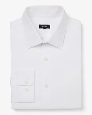 Slim Textured Diamond Print Stretch 1Mx Dress Shirt White Men