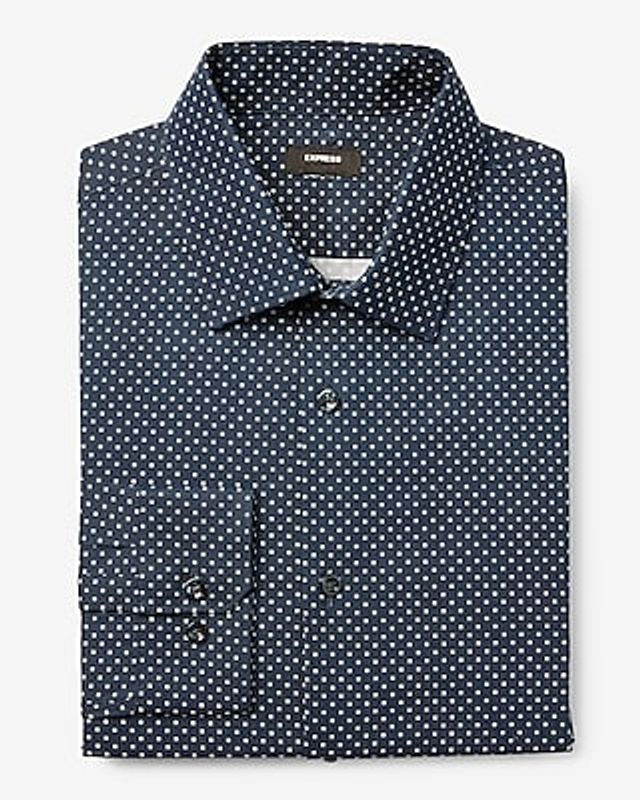 blue polka dot dress shirt mens Polka Dot Print Short Sleeved Shirt in Blue – SVRN main image 1