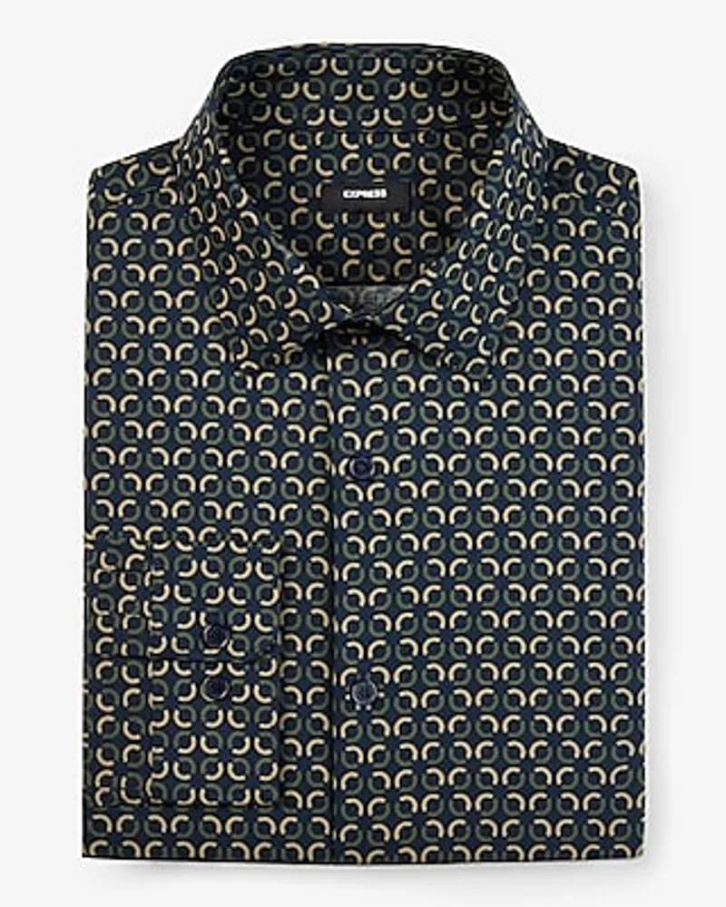 Slim Circle Geo Print Stretch 1Mx Dress Shirt Men's