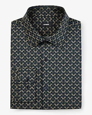 Slim Circle Geo Print Stretch 1Mx Dress Shirt Men's Tall