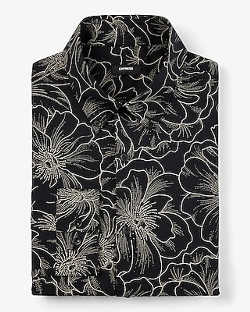 Slim Dot Floral Print Stretch 1Mx Dress Shirt