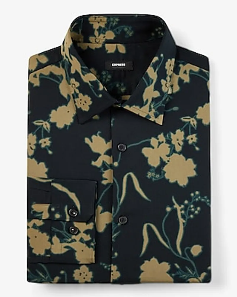 Classic Abstract Floral Stretch 1Mx Dress Shirt Men