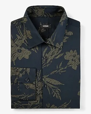 Slim Contrast Floral Print Stretch 1Mx Dress Shirt