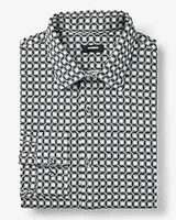 Slim Layered Geometric Print Stretch 1Mx Dress Shirt Black Men's M