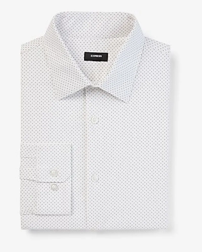 Big & Tall Slim Dot Print Stretch 1Mx Dress Shirt White Men's XXL