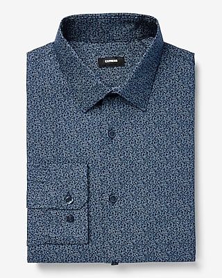 Slim Geo Dot Print Stretch 1Mx Dress Shirt Men's XS