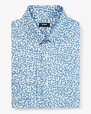 Slim Mini Abstract Print Stretch 1Mx Dress Shirt Blue Men's XL
