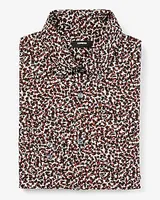 Slim Mini Abstract Print Stretch 1Mx Dress Shirt Brown Men's M Tall