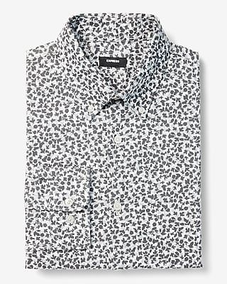 Slim Mini Abstract Print Stretch 1Mx Dress Shirt Gray Men's S