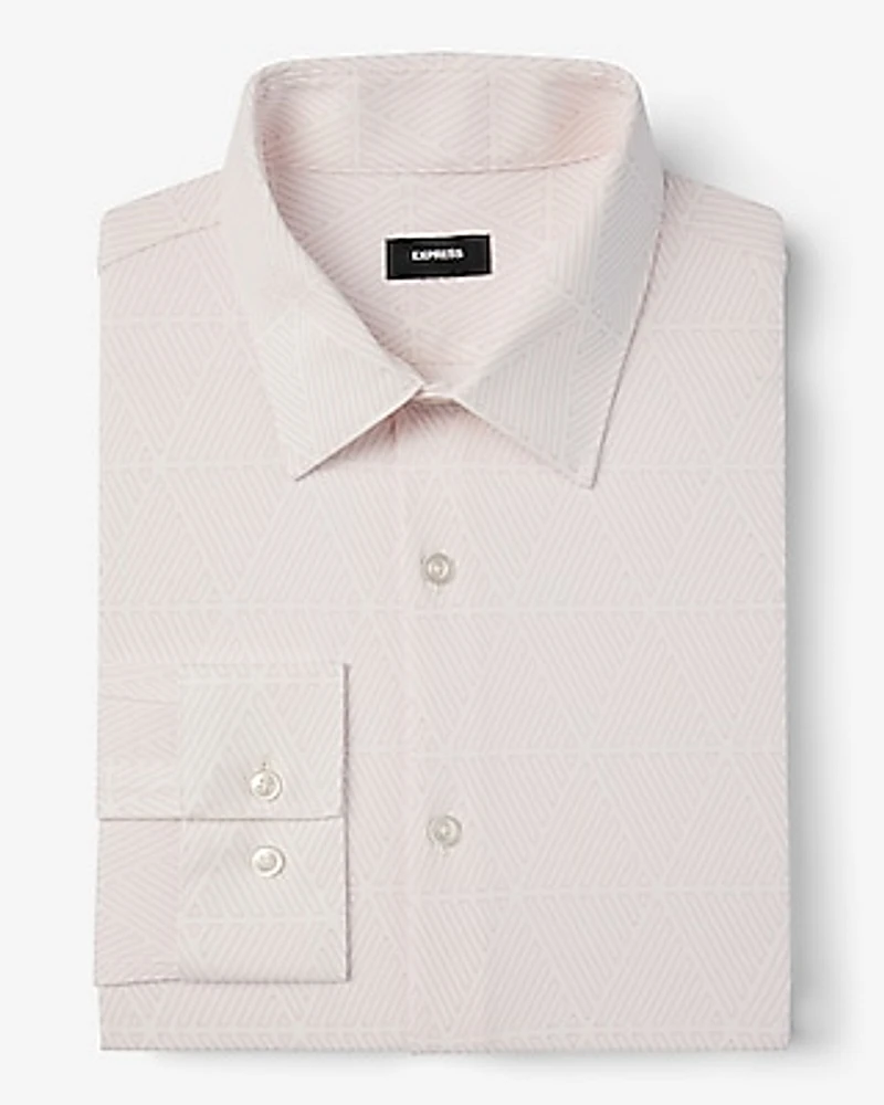 Slim Triangle Geo Stretch Modern Tech 1Mx Dress Shirt Pink Men's M Tall