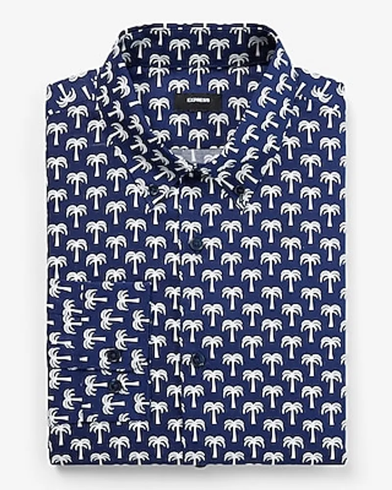 Express Slim Palm Print Stretch 1Mx Dress Shirt Men's | MainPlace Mall