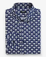 Slim Palm Print Stretch 1Mx Dress Shirt Blue Men's S