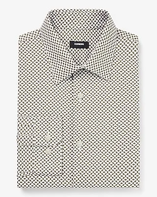 Extra Slim Mini Geo Print Stretch 1Mx Dress Shirt White Men's S