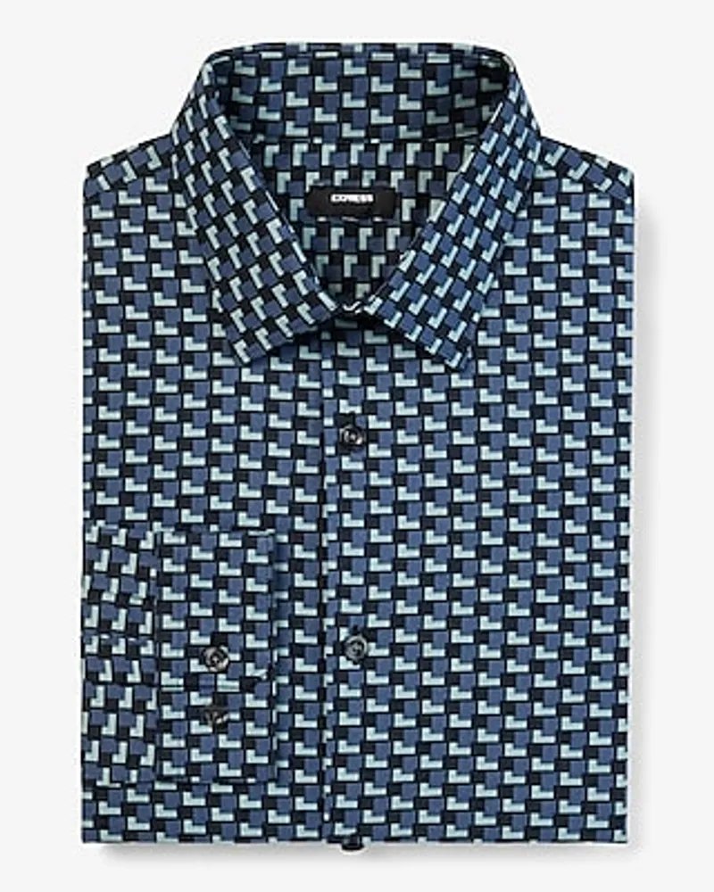 Express Slim Geo Print Stretch 1Mx Dress Shirt Men's XS | Hamilton Place