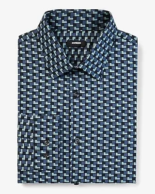 Slim Geo Print Stretch 1Mx Dress Shirt Men's