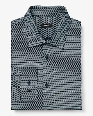 Classic Mini Dot Geo Print Stretch 1Mx Dress Shirt Blue Men's XS