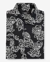 Slim Floral Stretch 1Mx Dress Shirt Black Men's XXL Tall